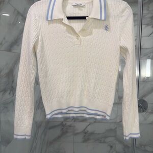 Sporty & Rich Cream Knit Polo